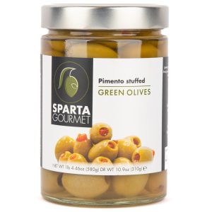 Pimento stuffed green olives from Greece