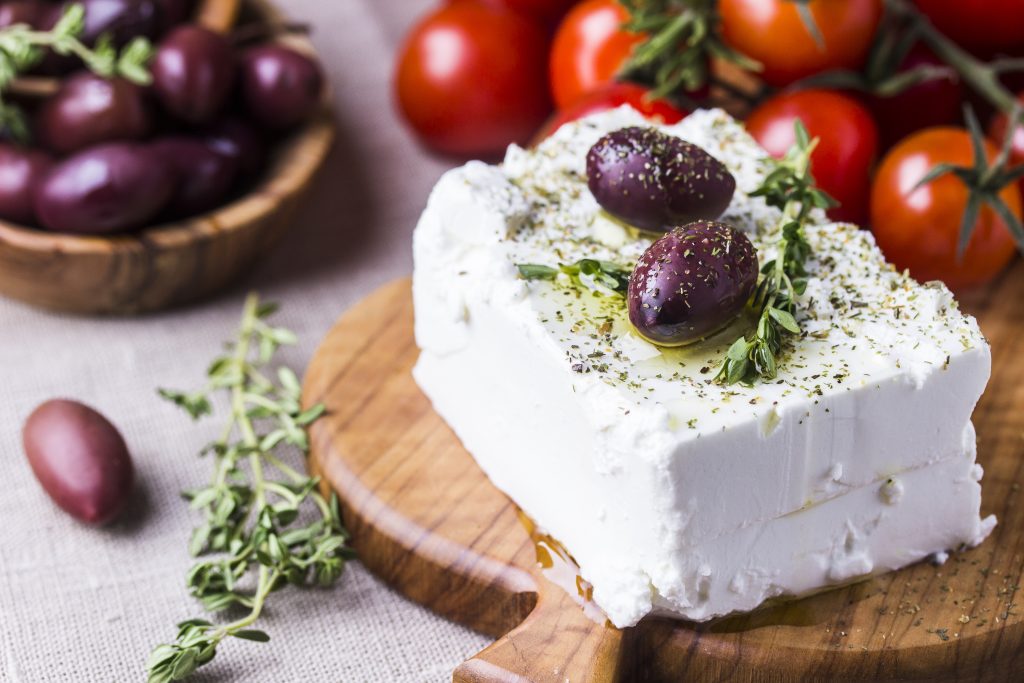 Greek feta cheese and olives