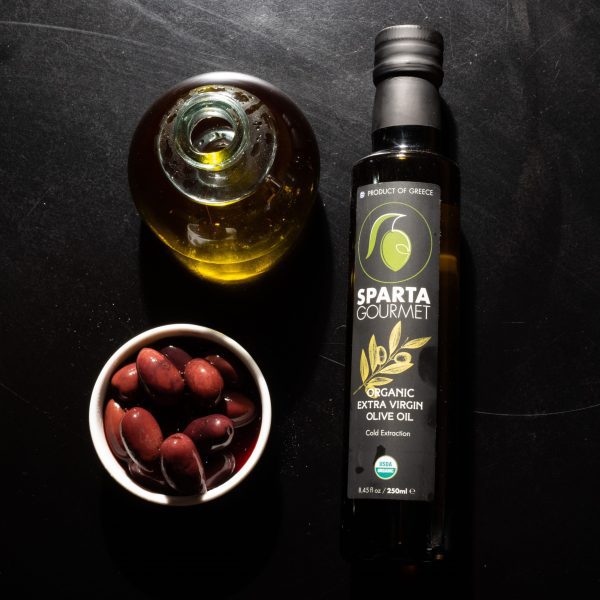 organic EVOO and Kalamata olives
